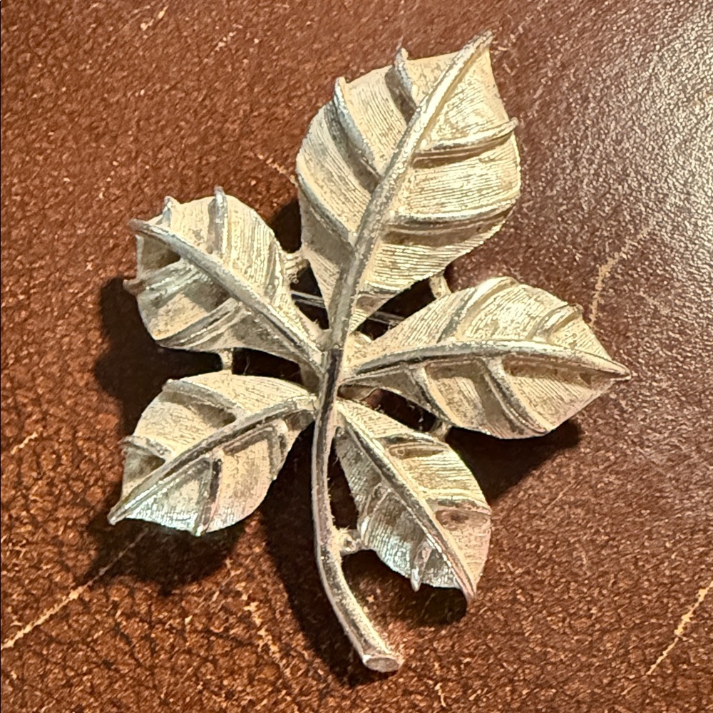 Coro vintage Silver Leaf Brooch